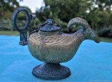 Antique Bronze Oil Lamp Early