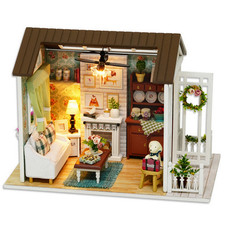 DIY Chalet En Bois Miniature Maison Kit Enfants Cadeaux Jouet Décoration De OB
