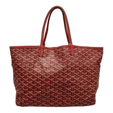 Auth GOYARD Saint Louis PM - Bordeaux Coated Canvas Leather Tote Bag