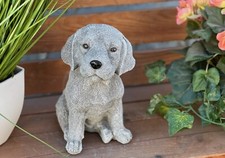 Sculpture en Pierre Figurine de Jardin Beagle Chiot Résistant au Gel Déco Chien