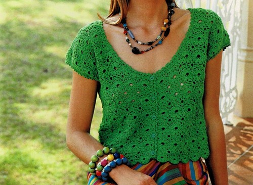 Modèle top coton vert - coton, vert,taille