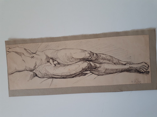 Dessin ancien homme nu - dessin,