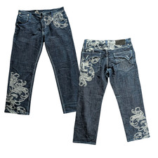 Delf W36 L32 Embroidered Jeans Baroque Floral Straight Leg Denim