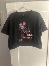 Jennifer Lopez Up All Night Mesh Crop Tee Large Black