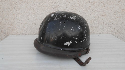 Ancien casque bol cuir et - /,