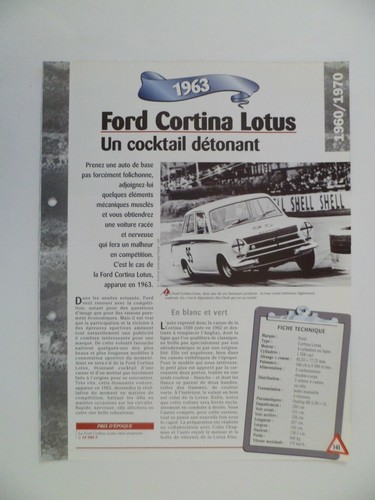 Carte fiche auto ford cortina - carte,