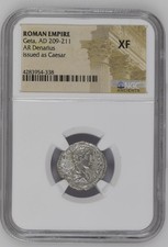 NGC XF Denarius of Geta AD209-211 NGC Ancients Certified Roman EXTREMELY FINE
