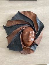 Vintage Haitian African Leather Wall Mask 