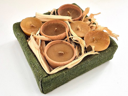 Bougies 3 bougeoirs pots - 6,