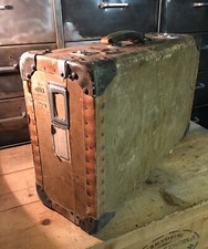 Ancienne Valise Bois Cuir Métal Renforcée Peau De Porc Capitonnée L 55 Cm Ref 3