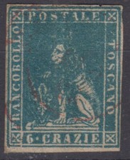 TUSCANY 1857 MARZOCCO 6 CRAZIE LIGHT BLUE N.15 US. MARGINATO
