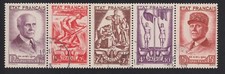 bande de 5 timbres Travail Famille Patrie oblitérés n°580A Y&T SN 1943