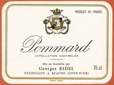 Etiquette grand vin de Bourgogne(75Cl)"Pommard-G.Ridel-vigne-Cep-R.406