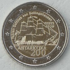 2 euro commemorative coin Estonia 2020 200 years discovery of Antarctica unz.