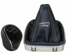 FORD S-Max 2006-2008  POMMEAU LEVIER DE VITESSE + SOUFFLET  CUIR  BRODERIE