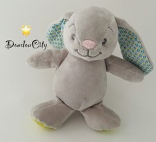 3941🌟20cm Peluche doudou lapin gris LUC ET LEA Gris vert bleu