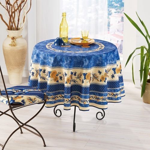 Nappe ronde abeille bleu 1m80 - nappe,