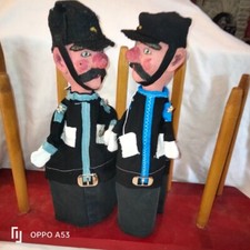 2 ANTIQUE PUPPETS gendarmes papier mache 1 hand puppets paper mache