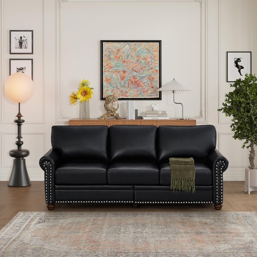Modern faux leather sofa bed - leather,