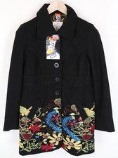 Manteau Femme DESIGUAL Diana 40 Noir Brodé Col