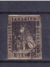 STAMPS Antique Tuscany States 1857 March 1 q. SAS10 &