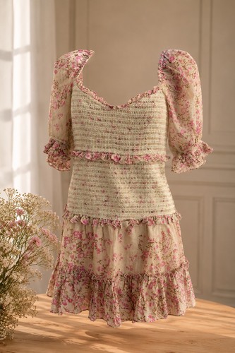 Romantic floral smocked mini - smocked,