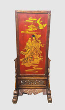 paravent chinois double face panneau peint de personnages . XX siècle .