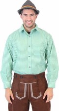 Men's Oktoberfest German Bavarian Trachten Costume Green Plaid Cosplay Shirt Tee