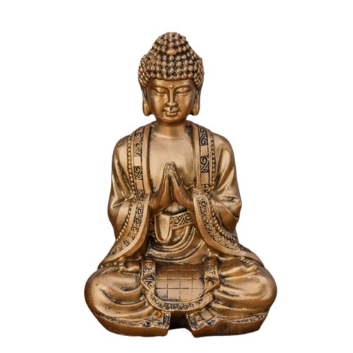 Statue bouddha méditation - or,