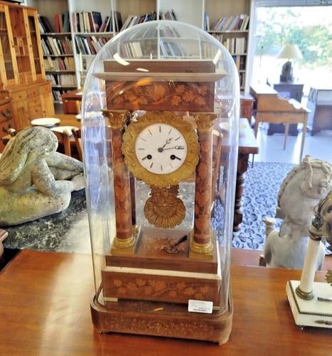 Horloge bronze marqueterie - en,