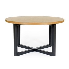 Table Basse Ronde "Camden" 80cm Chêne & Noir