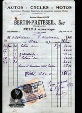 PEZOU (41) AUTO CYCLE MOTORCYCLE "BERTIN-PRETESEIL" advertising LAMP PHILIPS IN 1933