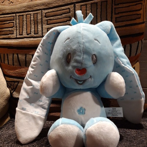 Doudou peluche lapin - peluche, bleu