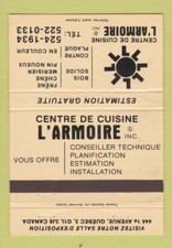 Matchbook Cover - Centre De Cuisine L'Armoire QC 40 Strike