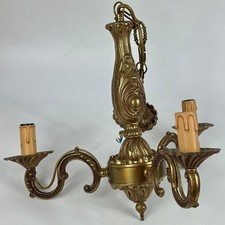 Vintage French 3 Arm Ceiling Light Ornate Chandelier Stamped Guaranteed Bronze
