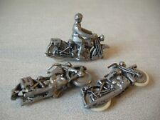 Lot de 3 anciennes petites motos et motard pilote en alu jeu jouet rétro n°14