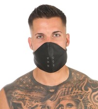 Homme `S Biker Cuir Masque Bdsm Masque Protection de Bouche Vent Steampunk Noir