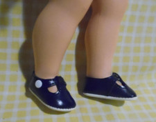 🦁 MODE ET TRAVAUX  POUPEE FRANCOISE CHAUSSURE  NOIRE BOUTON BLANC 80s NEUVE