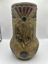 Vintage Art Deco Stoneware Vase Egyptian Revival Belgium Pottery