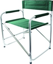 Vert Administration Chaise Pliante Avec Bras Aluminium Toile Camping Jardin