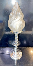 Art Deco Chrome  Barley Twist Table Lamp with Flame / Flambe Glass shade
