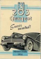 Catalogue brochure Peugeot 203 gamme complète + fourgon D3A 1951 - France