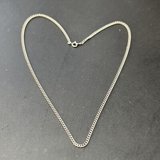 Très Beau Collier Chaîne En Argent Massif 925 Maille Art Nouveau Simple