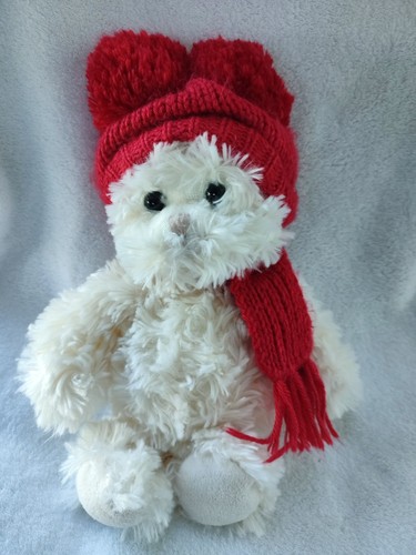 Doudou ours blanc bonnet - ,
