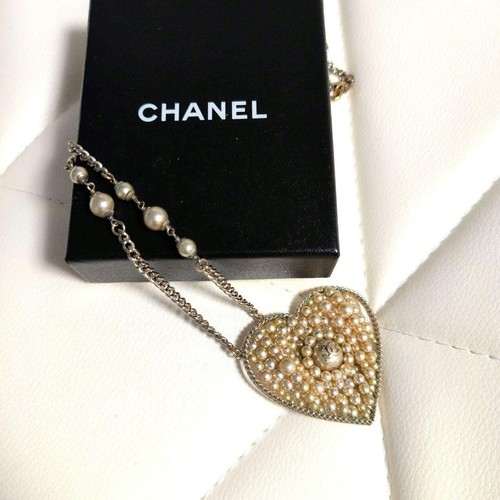 Collier chanel coeur perle - collier,