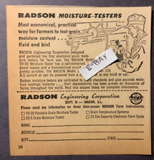 1962 Print Ad. Radson Egineering Co. Macon Illinois. Moisture Testers