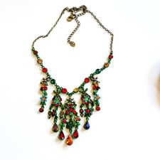 Vtg Zoe Coste Reminiscence Flower bib Necklace Waterfall statement France 18"