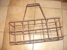 Ancien panier à bouteilles en métal à 8 compartiments