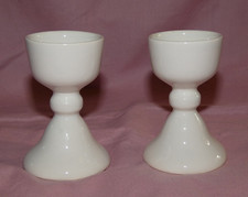 2 grands & beaux coquetiers anciens en porcelaine blanche tampon à identifier