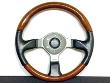 Momo Fighter Horn Button & Ring Leather & Wood Old Car Rare Discontinued Model